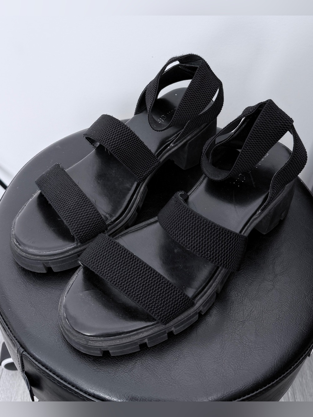 Madden Girl Black Chunky Strap Sandals
